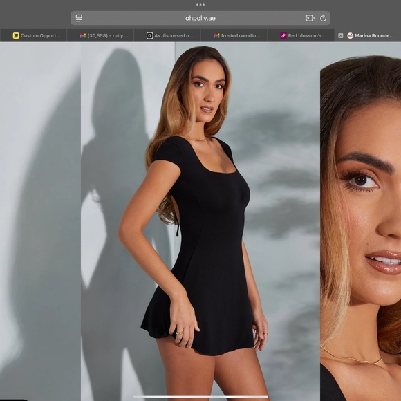 OH POLLY Marina Open Back A-Line Mini Dress in Black 4 - Picture 3 of 7